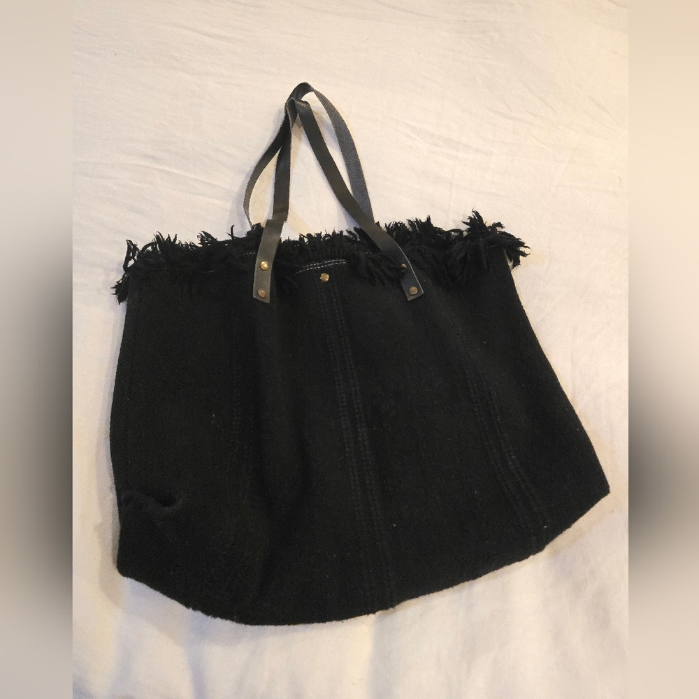 Black Fringe Tote Bag
